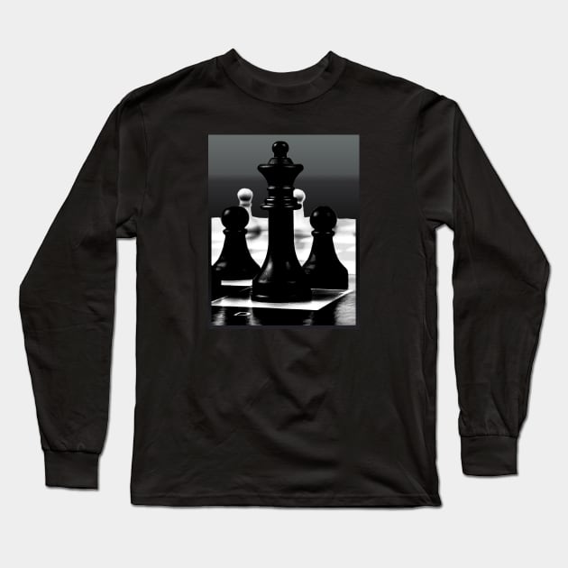 Chess pieces Game Board Long Sleeve T-Shirt by Aurora X